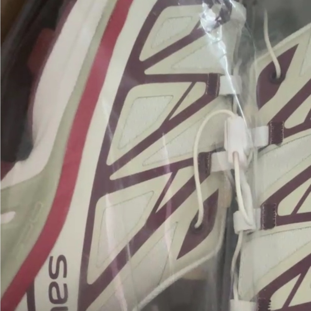Salomon Cream and Burgundy Athletic Shoes